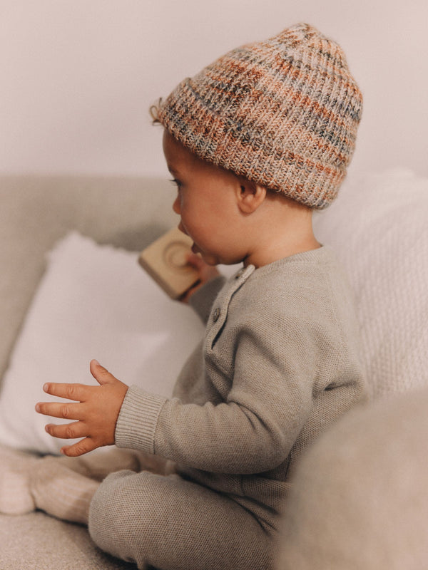 Brown/Multi Knitted Baby Beanie Hat (0mths-2yrs)