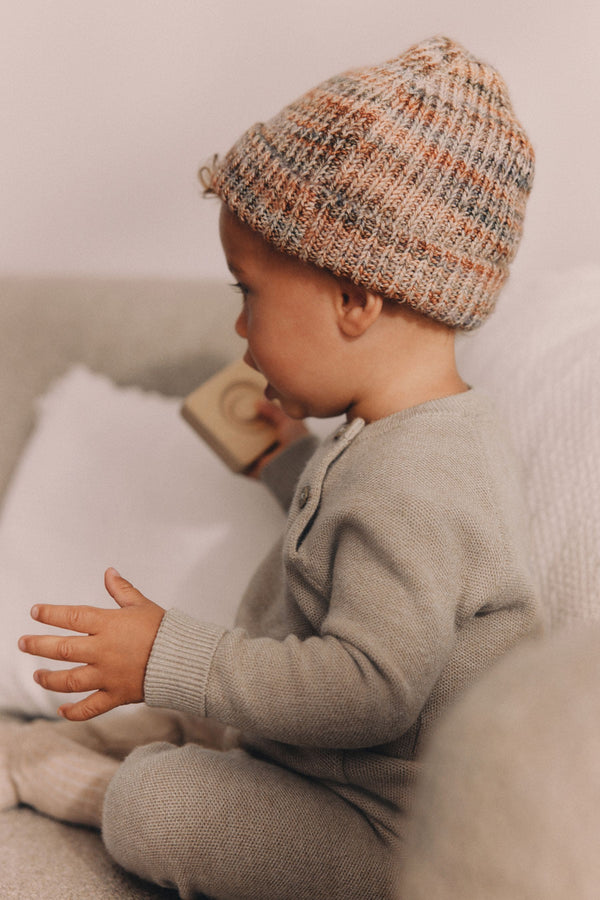 Brown/Multi Knitted Baby Beanie Hat (0mths-2yrs)