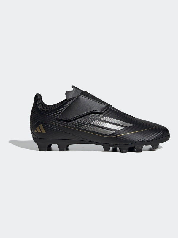 adidas Black/Gold Kids F50 Club Hook-and-Loop Flexible-Ground Boots