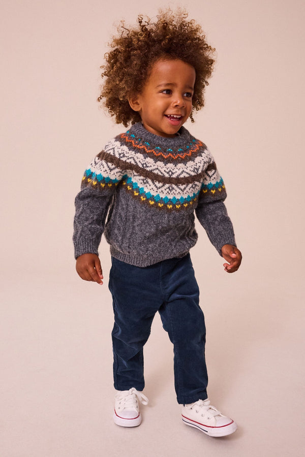 Grey Fairisle Pattern Knitted Jumper (3mths-7yrs)