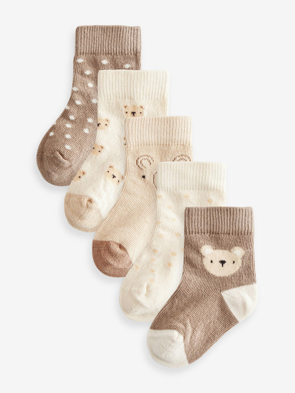 Neutral Bear Baby Socks 5 Pack (0mths-2yrs)