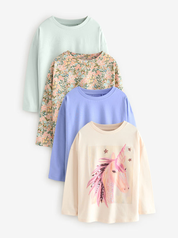 Unicorn Multi Long Sleeve T-Shirts 4 Pack (3-16yrs)