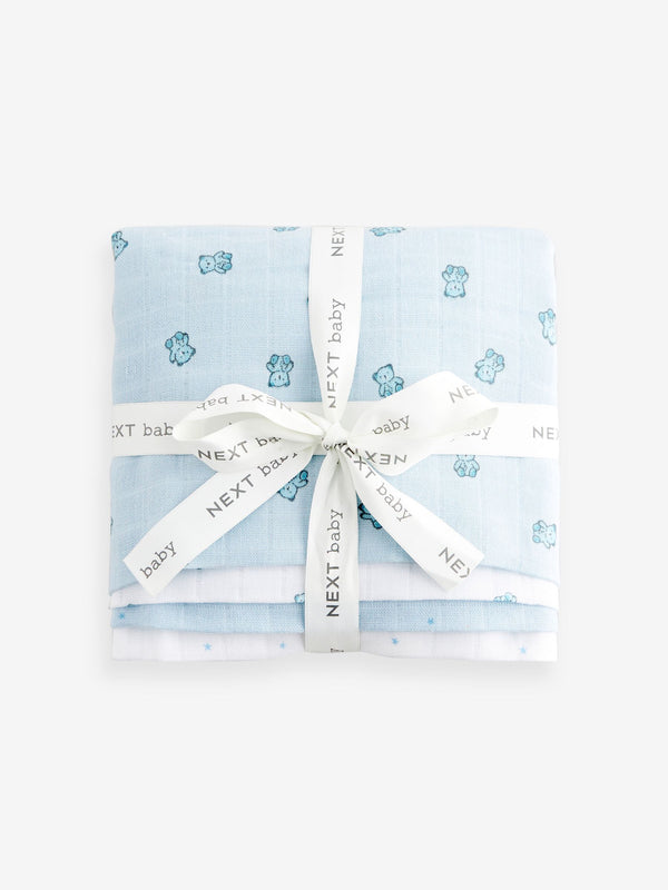 Blue Bear Baby Muslins Cloths 4 Pack