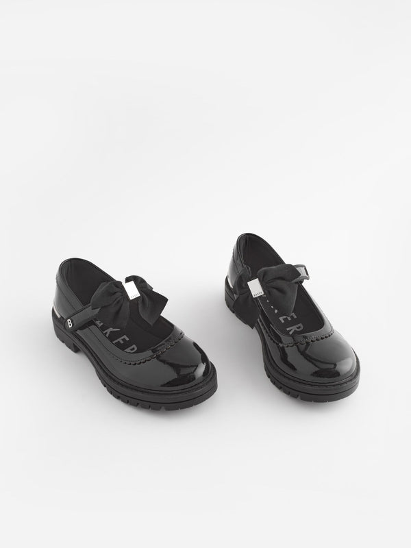 Baker by Ted Baker Girls Black School Chunky Mary Jane Shoes with Bow