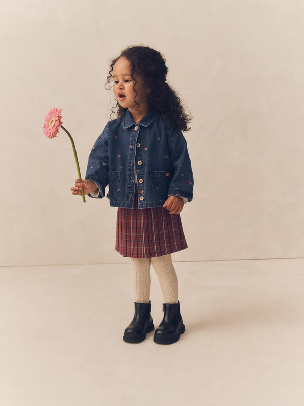 Red Denim Shirt and Check Skirt Set (3mths-7yrs)