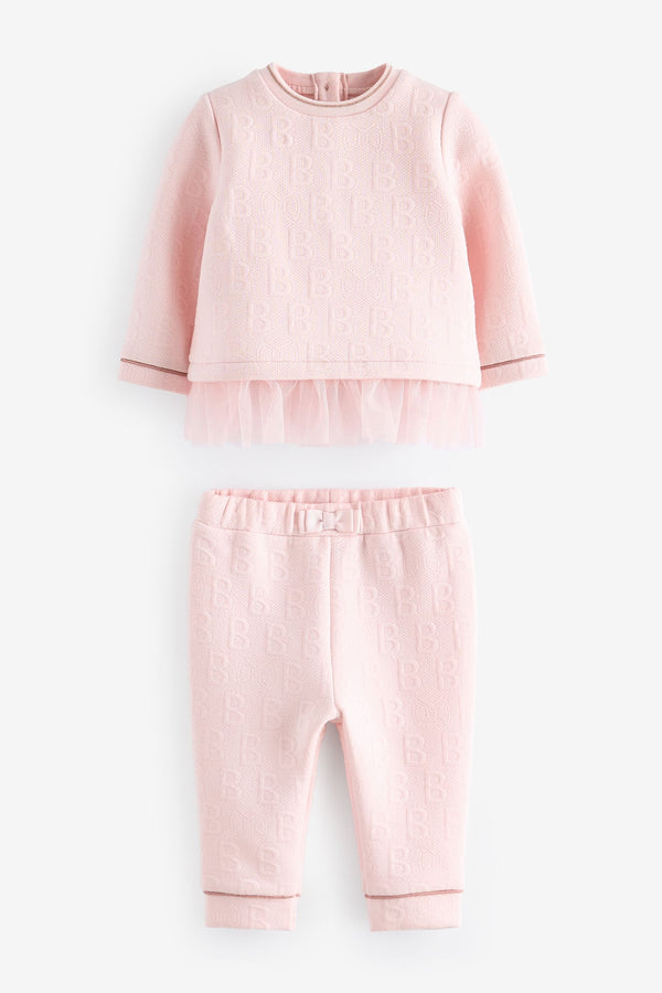 Pink Baker by Ted Baker Mesh White Sweater And Joggers Set