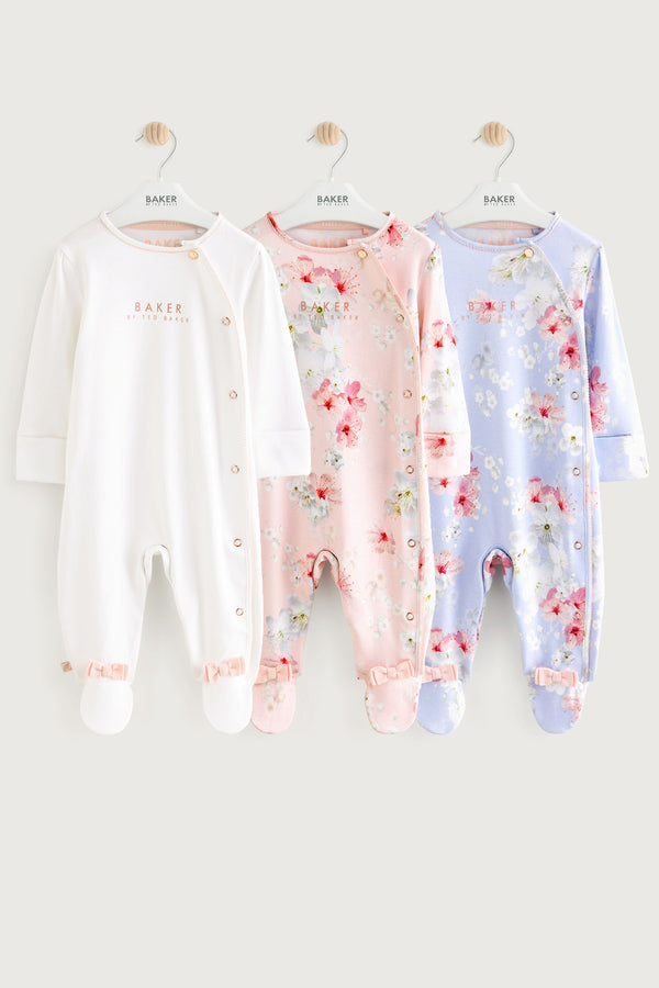 Baker by Ted Baker 100% Cotton Sleepsuits 3 Pack