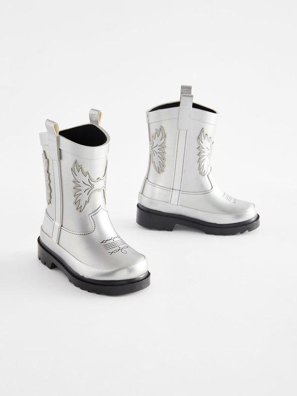Silver Western Wellies