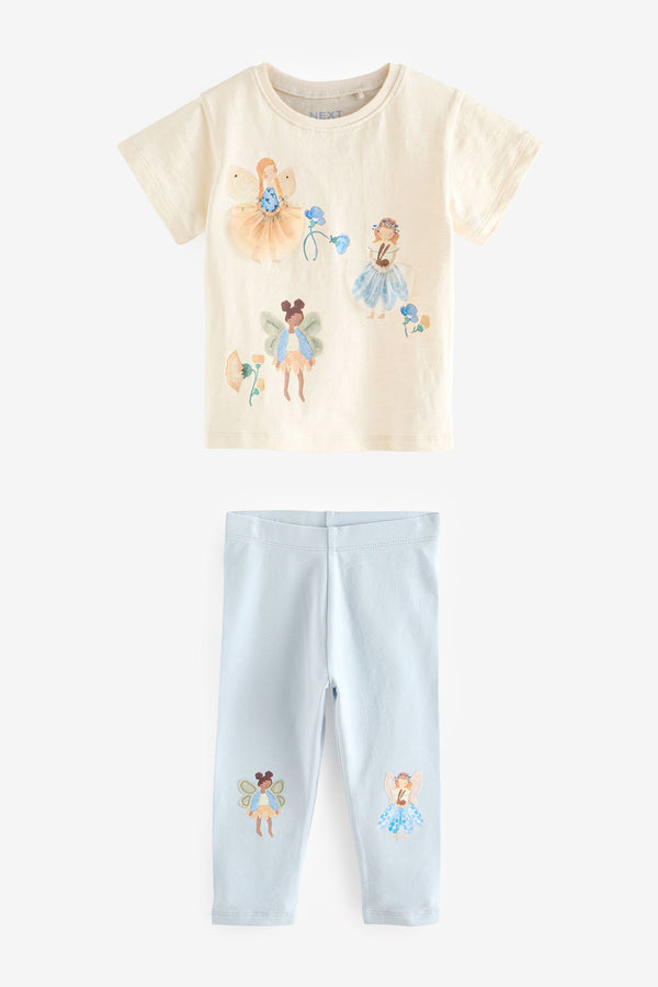 Blue Fairy 100% Cotton Short Sleeve Top and Leggings Set (3mths-7yrs)