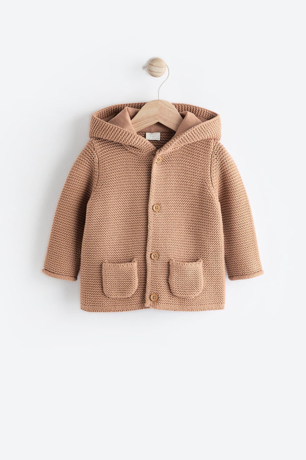 Toffee Baby Knitted Hooded Cardigan