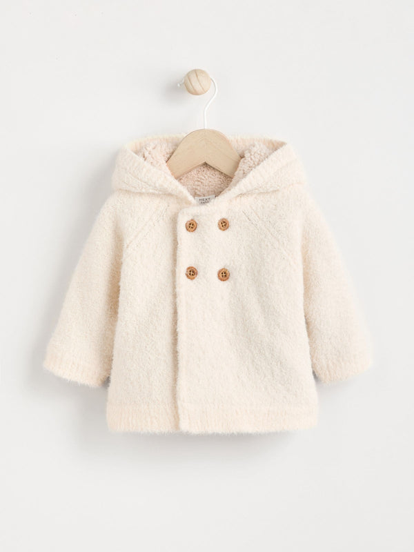 Cream Chenille Cosy Baby Hooded Cardigan