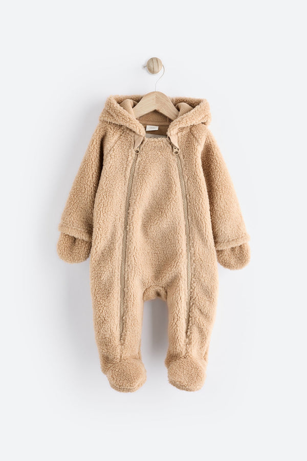 Brown Baby Cosy Borg Bear Pramsuit(immediate)