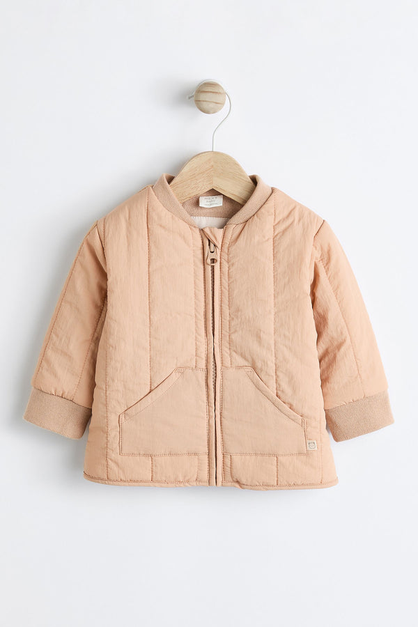 Cream Quilted Baby Bomber Jacket