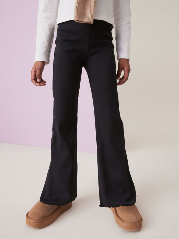 Black 1 Pack Rib Flare Leggings (3-16yrs)