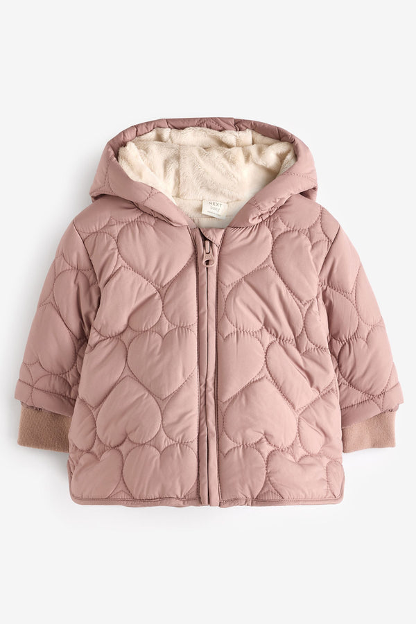 Pink Hearts Quilted Baby Coat (0mths-2yrs)