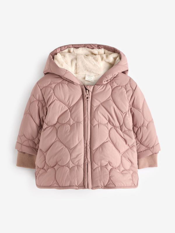 Pink Hearts Quilted Baby Coat (0mths-2yrs)