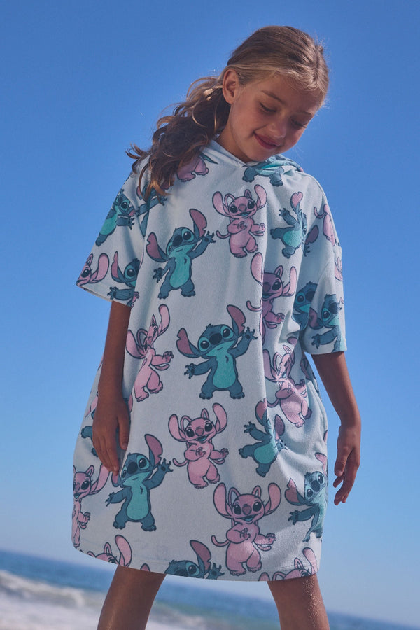 Blue Disney Stitch License Oversized Hooded Towelling Cover-Up