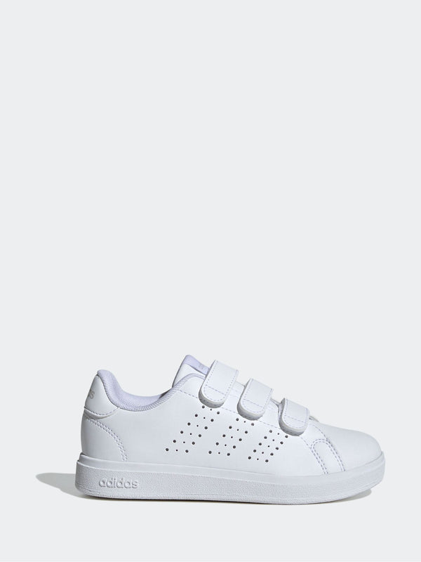 adidas White Advantage Base 2.0 Hook and Loop Kids Trainers