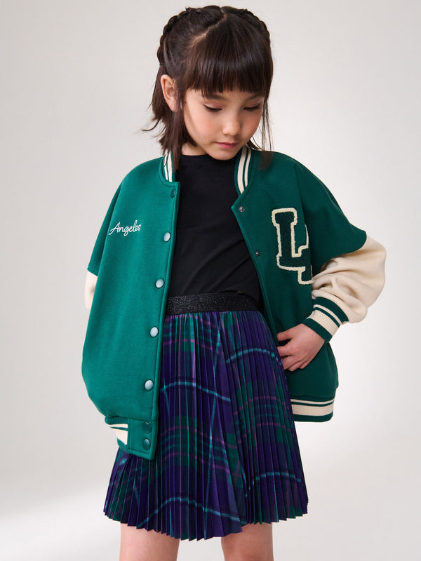 Purple Pleated Check Skirt (3-16yrs)