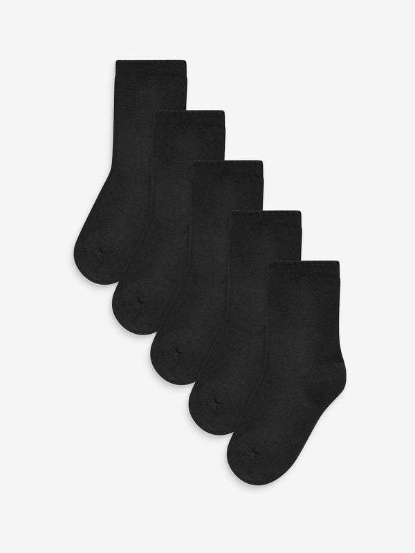 Black 5 Pack Cotton Rich Cushioned Sole Ankle Socks