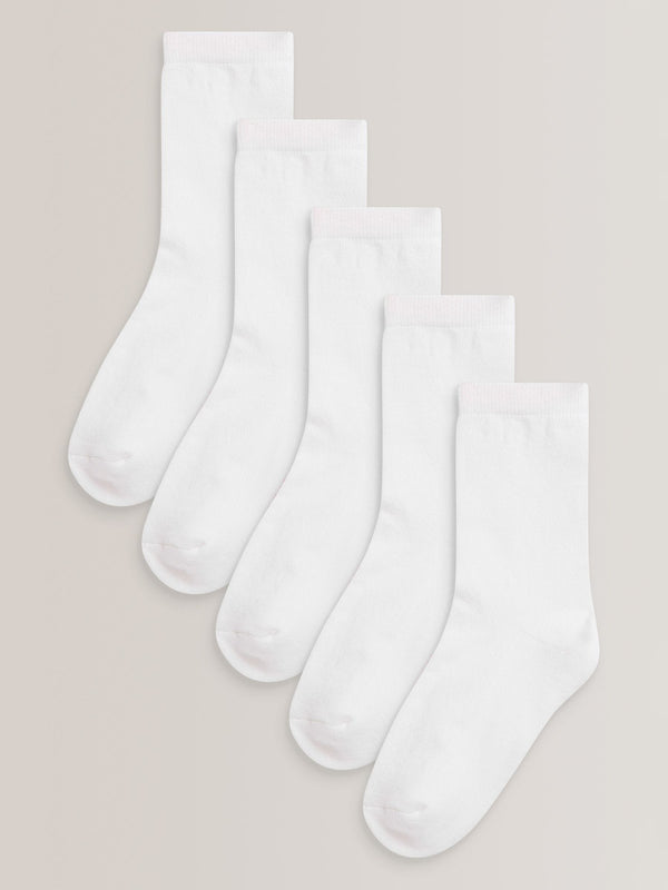White 5 Pack Cotton Rich Cushioned Sole Ankle Socks