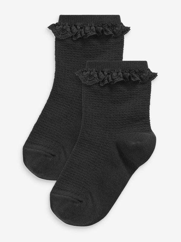 Black 2 Pack Cotton Rich Ruffle Ankle Socks