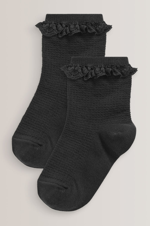 Black 2 Pack Cotton Rich Ruffle Ankle Socks