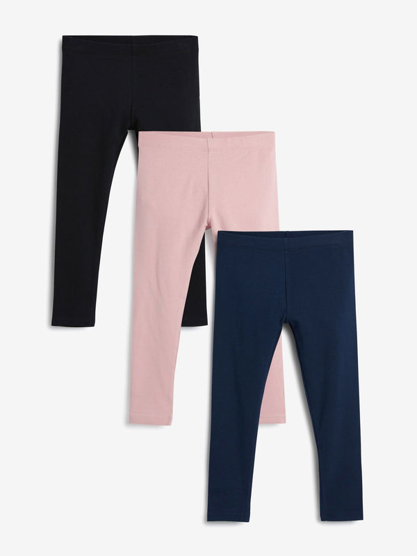 Pink/Black/Navy Regular Fit Leggings 3 Pack (3-16yrs)