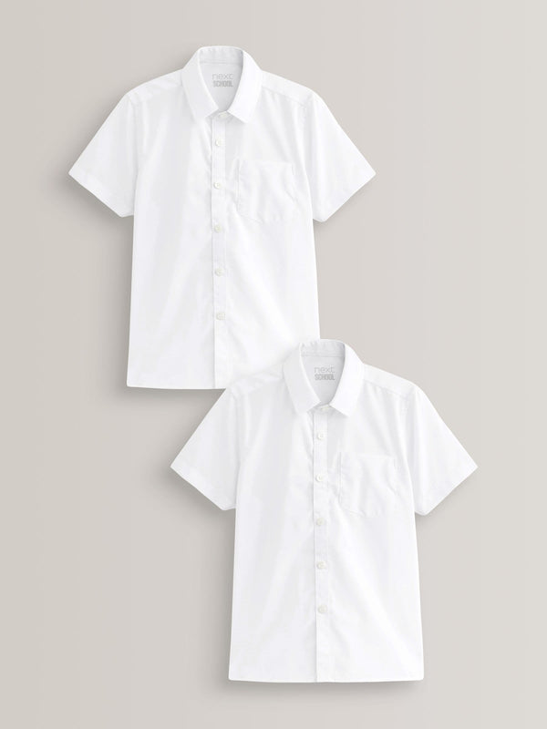 White Easy Fastening Short Sleeve School Shirts 2 Pack (3-16yrs)