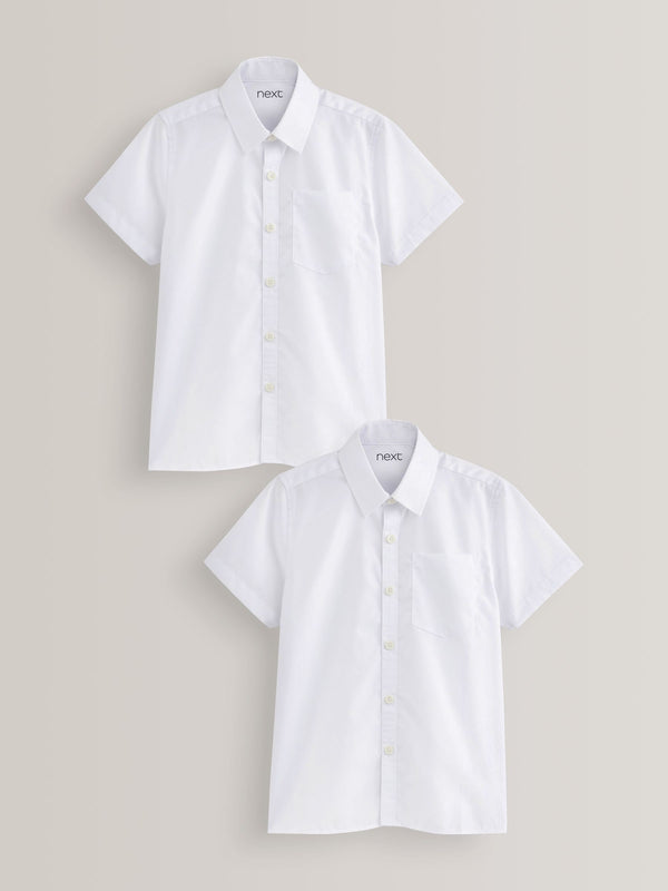 White Regular Fit 2 Pack Short Sleeve School Shirts (3-17yrs)