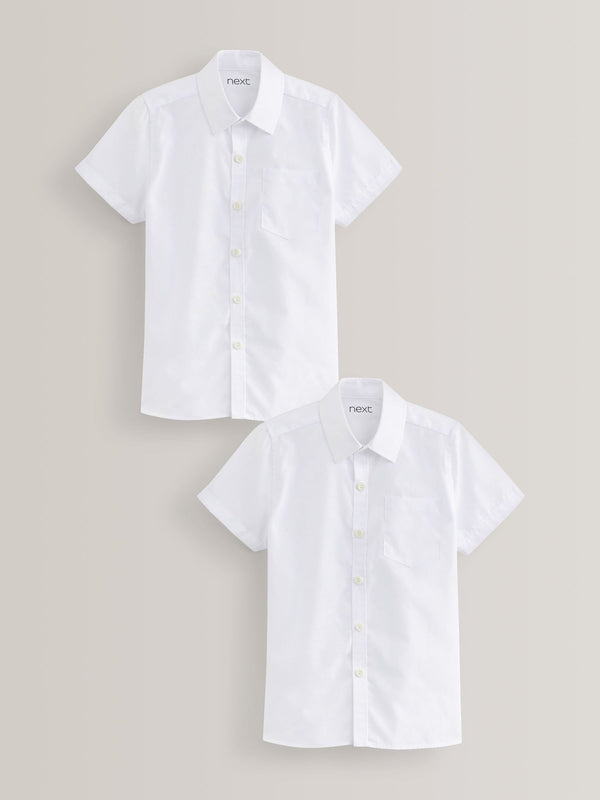 White Slim Fit 2 Pack Short Sleeve School Shirts (3-17yrs)