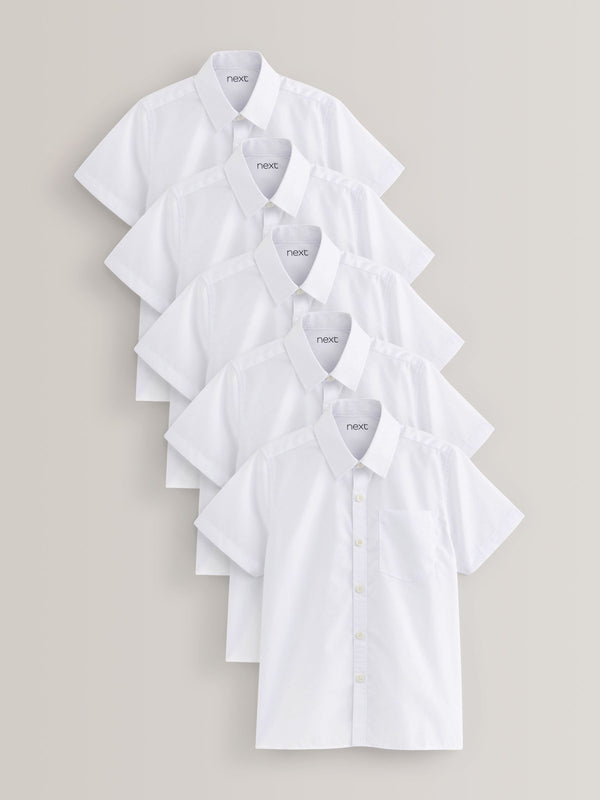 White Regular Fit 5 Pack Short Sleeve School Shirts (3-17yrs)