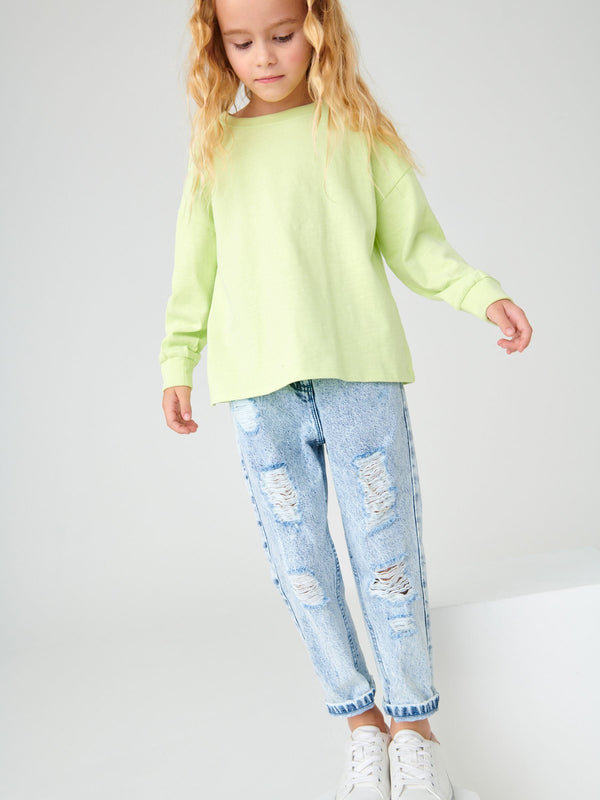 Bleach Wash Mom 100% Cotton Jeans (3-16yrs)