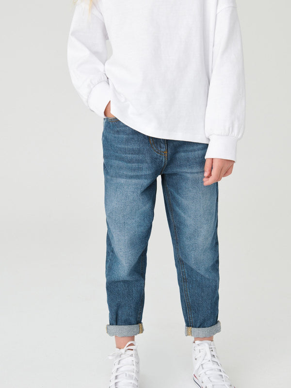 Mid Blue Denim Mom 100% Cotton Jeans (3-16yrs)