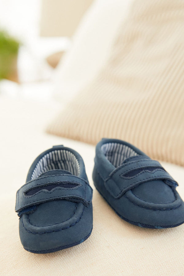 Navy Blue Moccasin Baby Shoes (0-24mths)