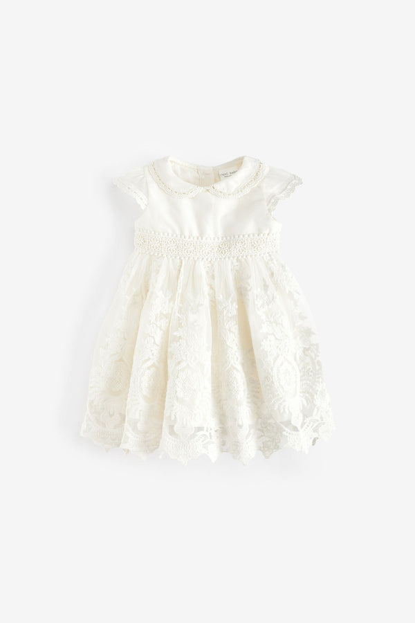 White Short Length Baby Christening Dress (immediate)