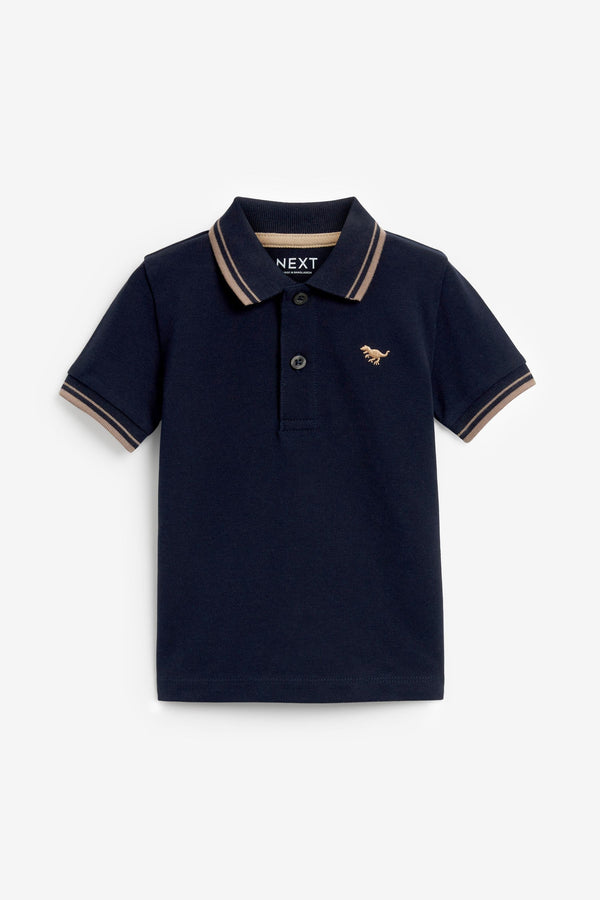 Navy Tipped Short Sleeve Polo Shirt (3mths-7yrs)