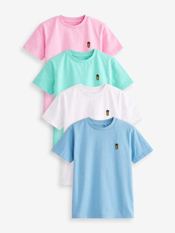 Pastels Short Sleeve Stag Embroidered T-Shirts 4 Pack (3-16yrs)