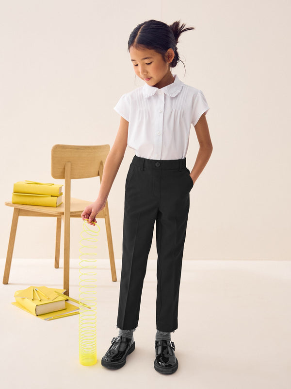 Black Pull-On Waist Plain Front School Trousers (3-17yrs)