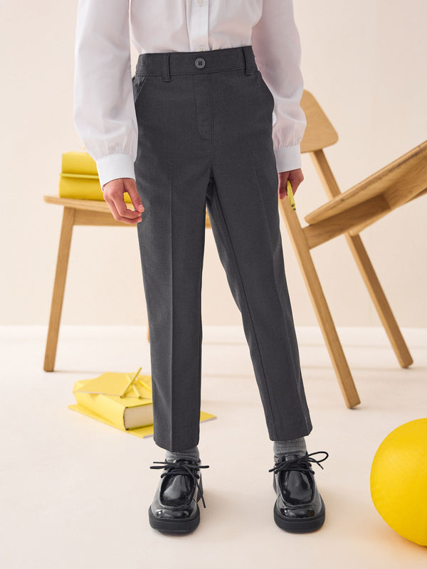 Grey Pull-On Waist Plain Front School Trousers (3-17yrs)