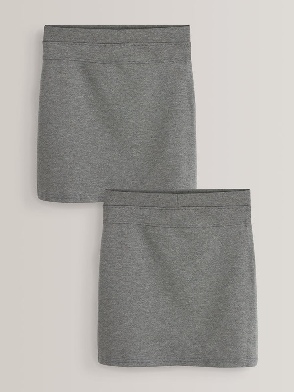 Grey 2 Pack Pull-On Jersey Stretch School Pencil Skirts (3-17yrs)