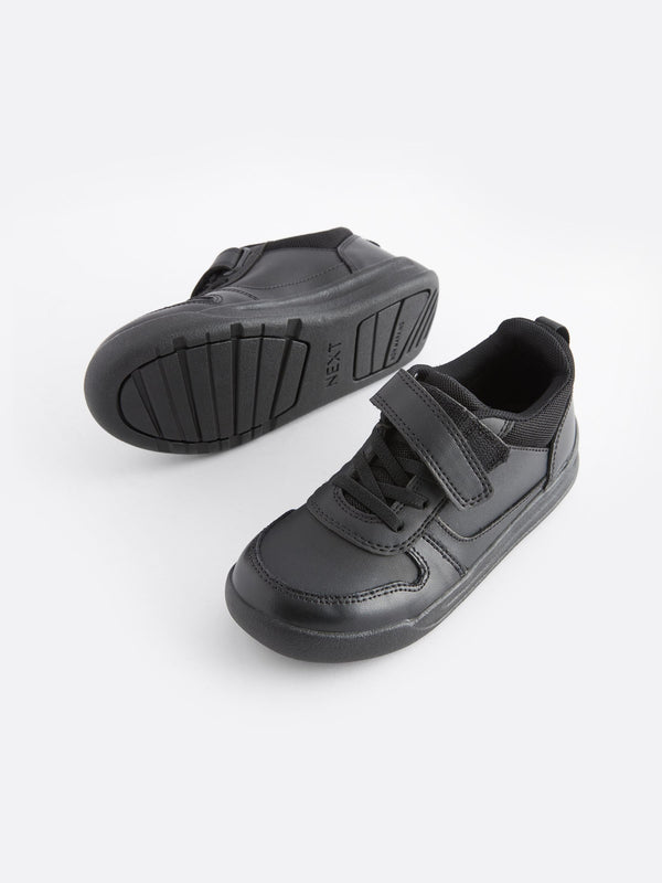Black Standard Fit (F) Elastic Lace School Trainers