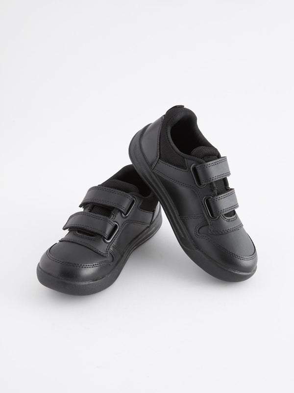 Black Strap Touch Fasten Extra Wide Fit (H) Double Strap Touch Fastening School Trainers