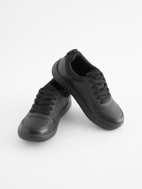 Black Extra Wide Fit (H) Lace-Up School Trainers