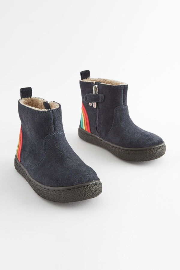 Navy Rainbow Wide Fit (G) Suede Chelsea Boots