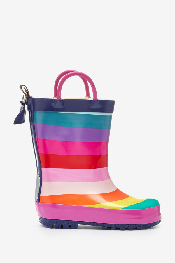 Multi Rainbow Stripe Handle Wellies