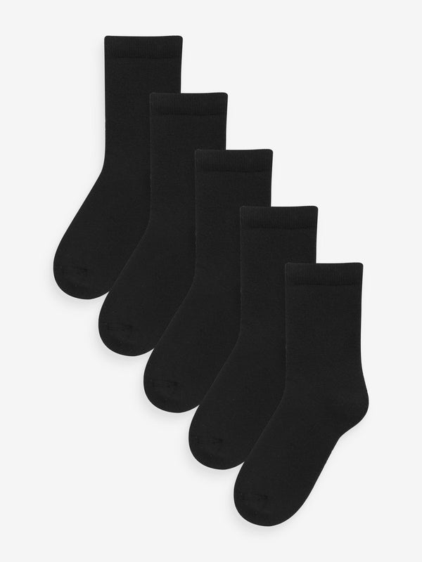 Black Warm Thermal Cotton Rich Socks 5 Pack