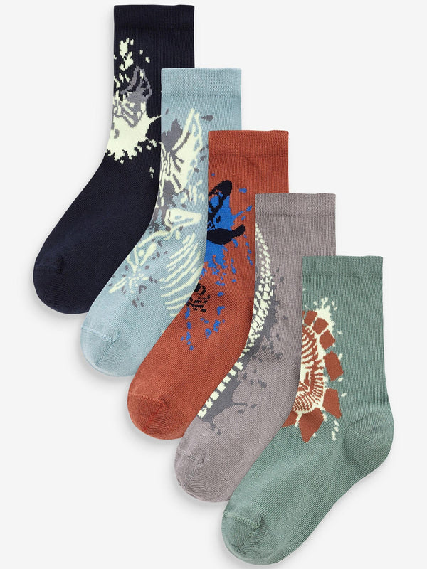 Mineral Dino 5 Pack Cotton Rich Socks