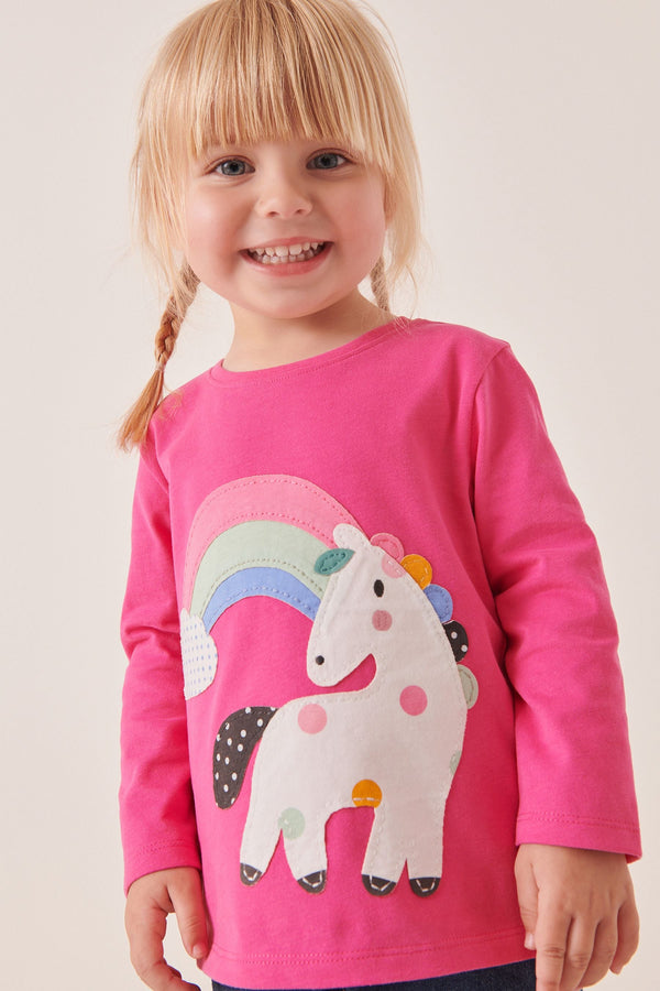 Bright Pink Unicorn Long Sleeve Character T-Shirt (3mths-7yrs)