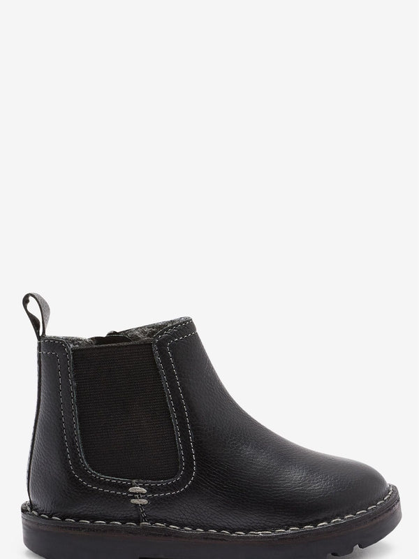 Black Standard Fit (F) Warm Lined Leather Chelsea Boots